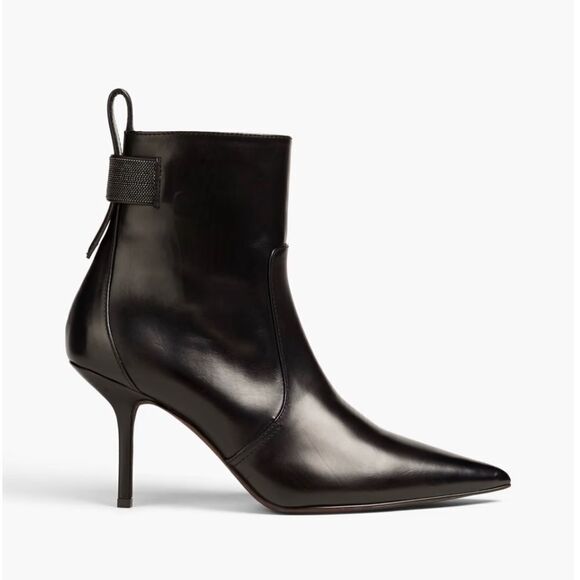 Brunello Cucinelli Monili Beaded Leather Ankle Boots size 38.5 - Picture 2 of 14